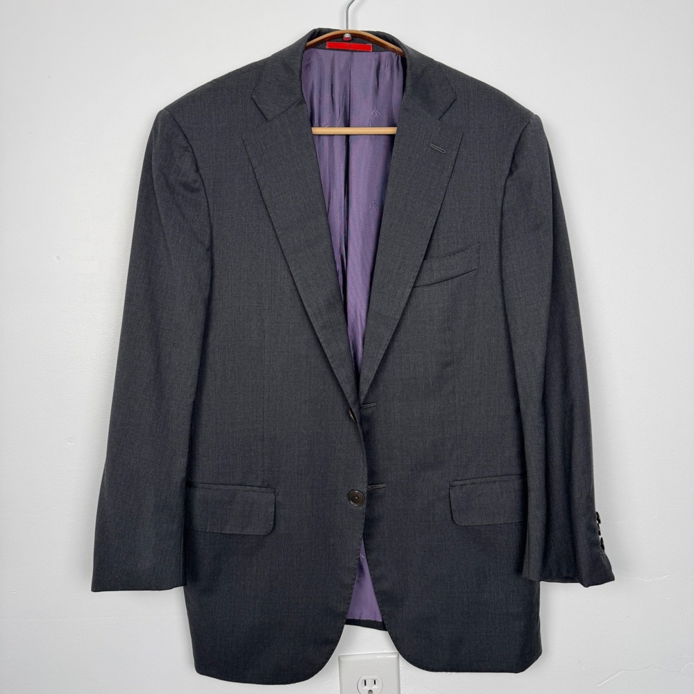 Isaia Napoli Aquaspider Grey Wool Blazer Sport Coat Men 38S *Check Measurements*